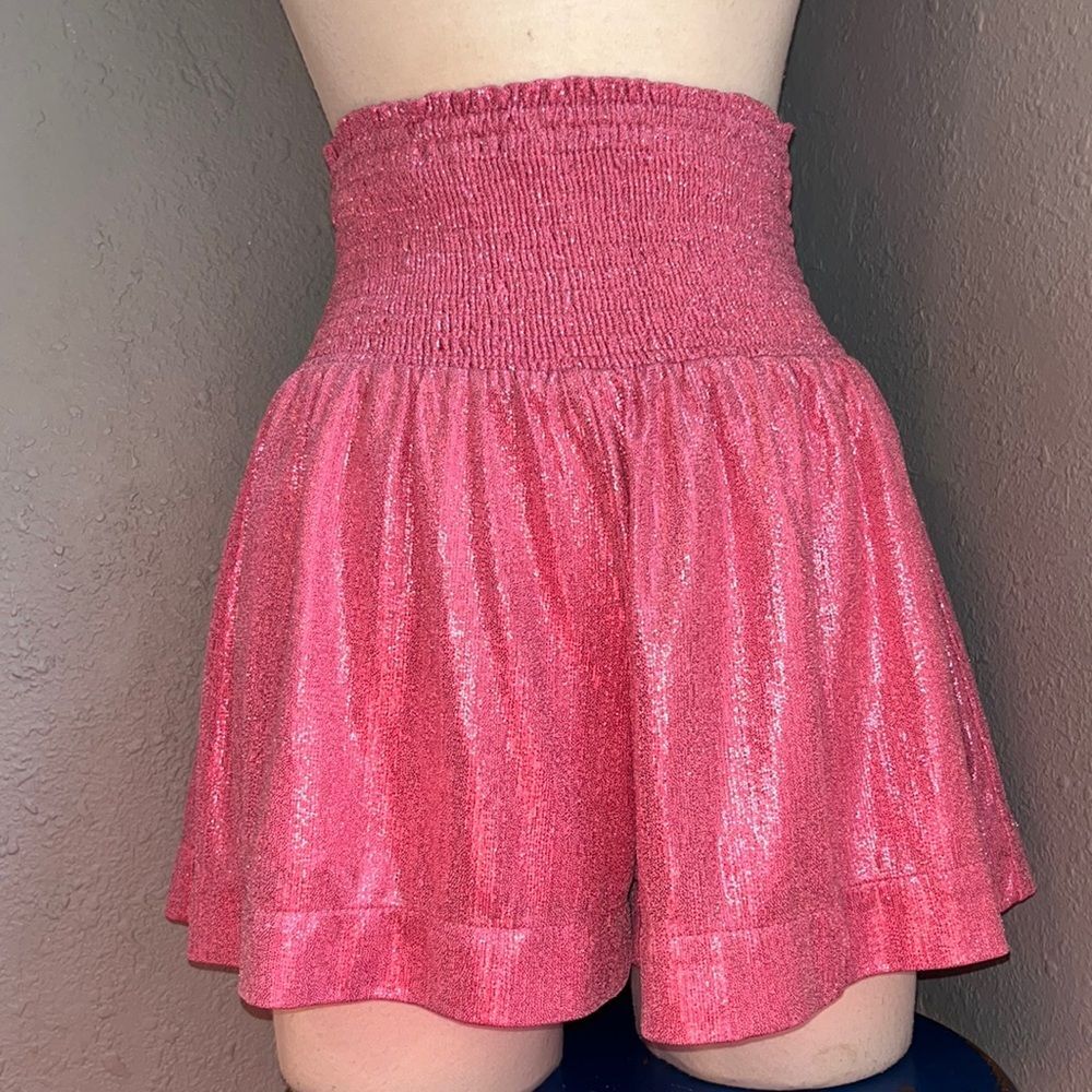 Sparkly Metallic Barbie Pink Swing Shorts Size Small High Waisted